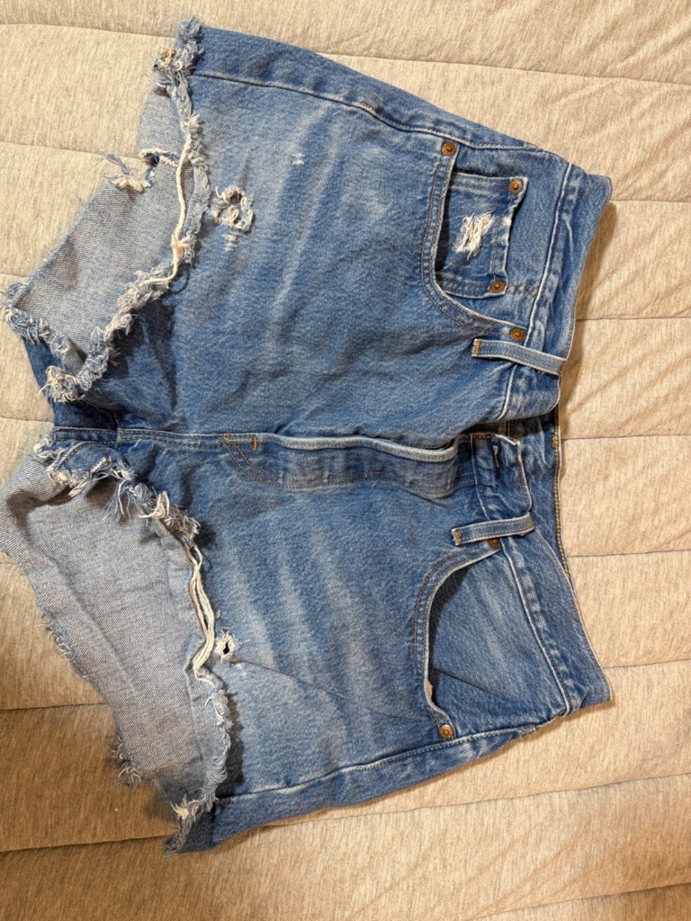 Levi's Light Blue Distressed Denim Cutoff Shorts